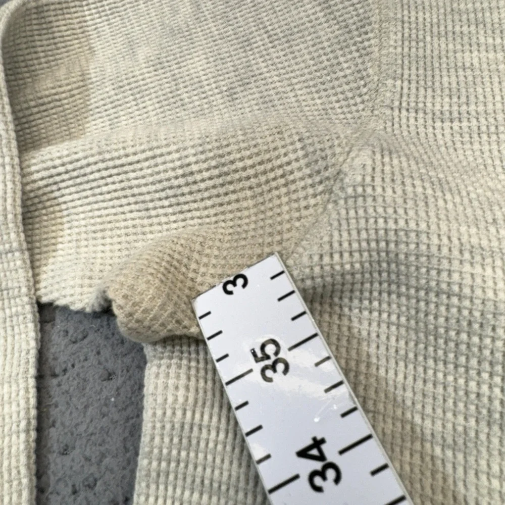 Polo Ralph Lauren Thermal Shirt Mens Medium Cream Waffle Knit Long Sleeve Shirt